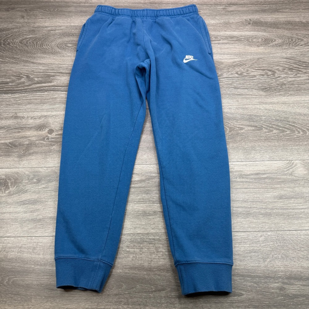 Nike Club Fleece Joggers Mens Medium Blue Tapered Swoosh Sweatpants BV2671-407